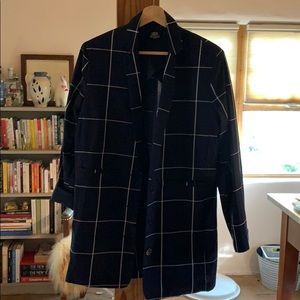 Pinstriped extra long navy WildFang blazer